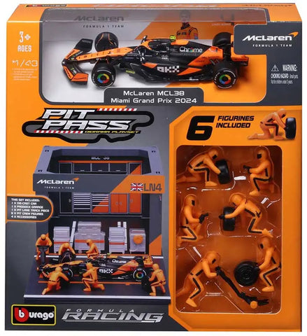 1:43 F1 MCLAREN MCL38 2024 PIT PASS DIORAMA NORRIS