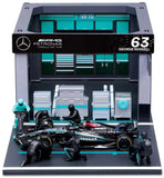 1:43 F1 MERCEDES AMG W15 2024 PIT PASS DIORAMA RUSSELL
