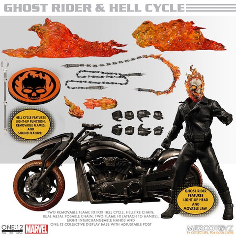 MEZCO One:12 Collective Ghost Rider Ghost Rider and Hell Cycle